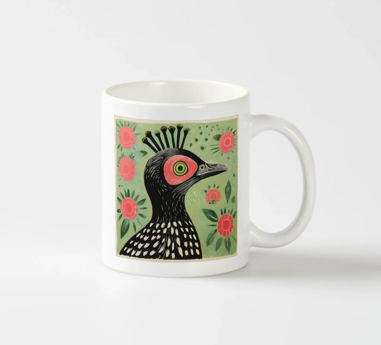 Pappagallo verde 4 tazza in ceramica da Minimal Animal Art