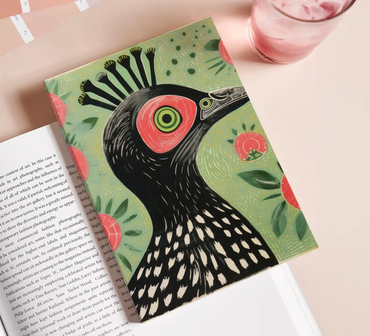 Green Parrot 4 notebook by Minimal Animal Art