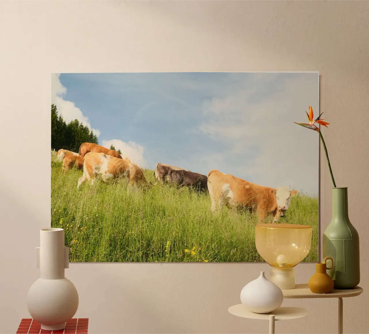 Tranquil Hillside Cows carta hahnemühle da FujiSwiss