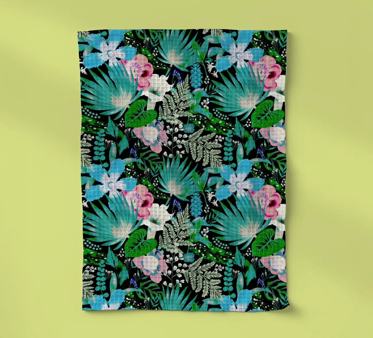 Dark Whimsical Garden Acquamarine and Pink Geschirrtuch von anisillustration