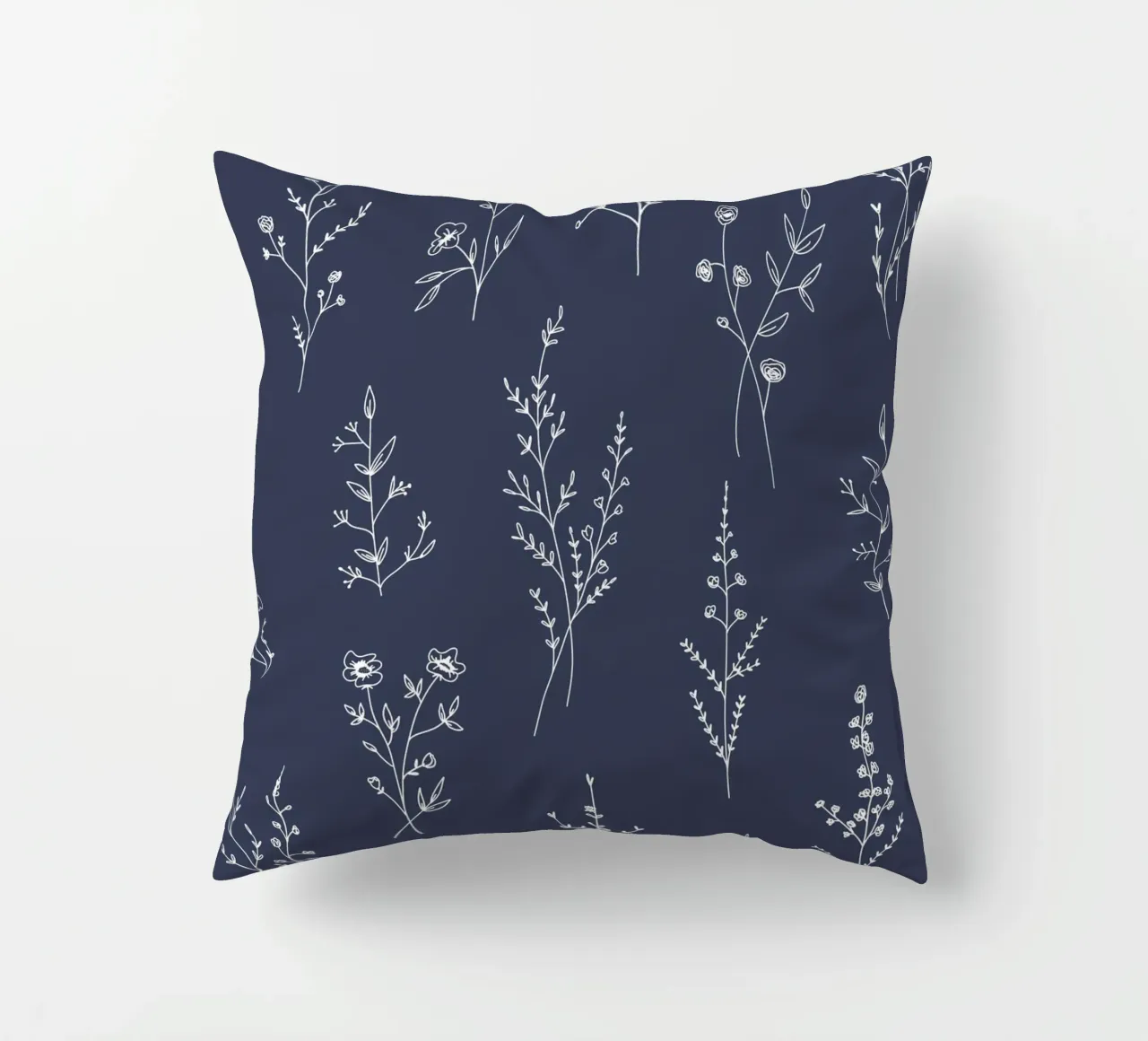 Blue New Wildflowers Pattern cuscino da anisillustration
