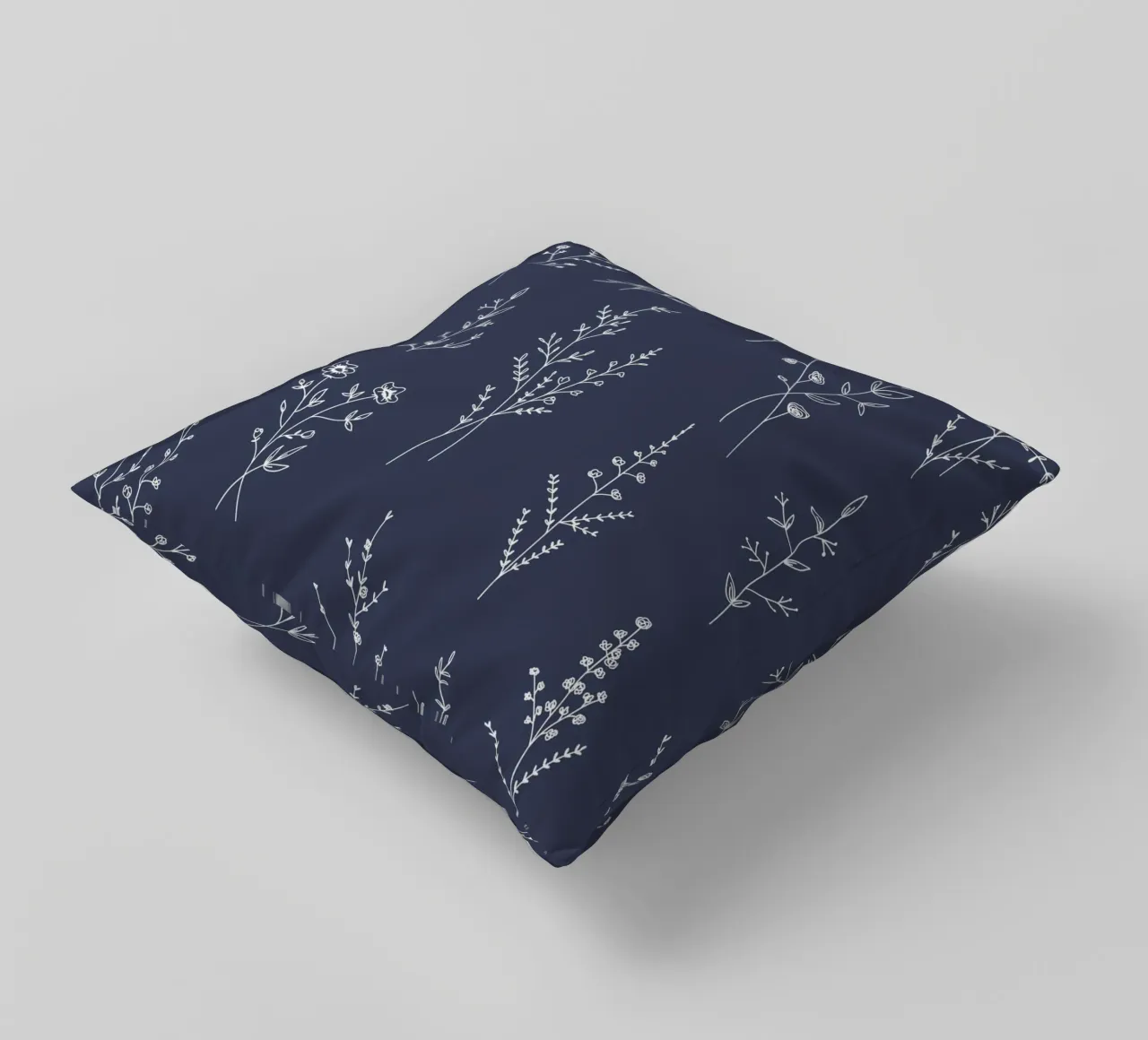 Blue New Wildflowers Pattern cuscino da anisillustration