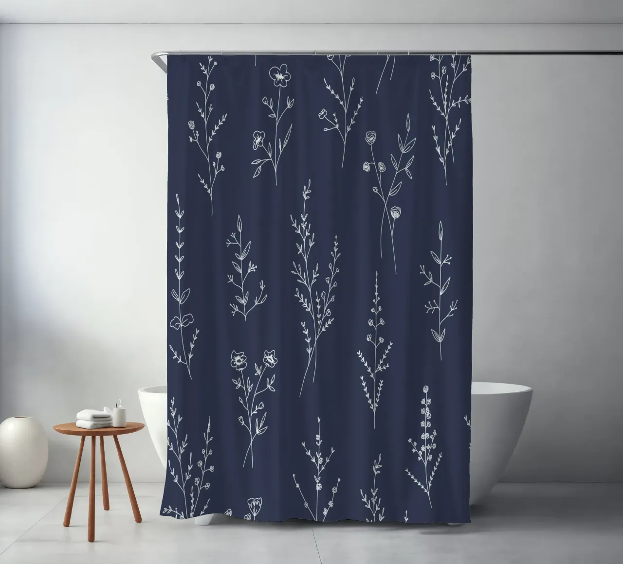 Blue New Wildflowers Pattern shower curtain by anisillustration