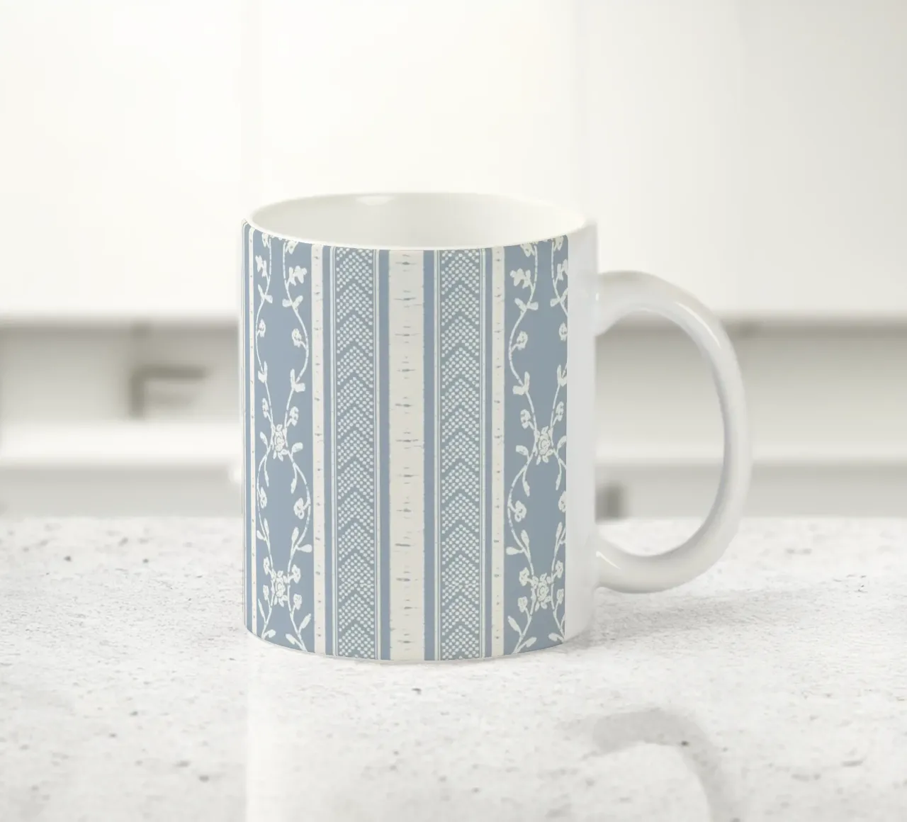 Light Blue Floral Lace Stripes mug en céramique de anisillustration