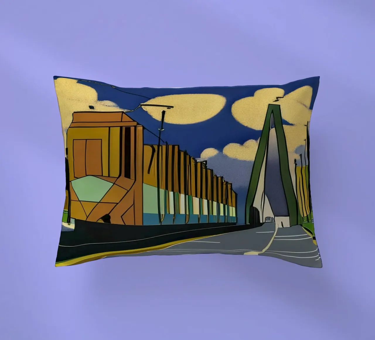 Tram sul ponte_2 cuscino da Abstract Art by LK