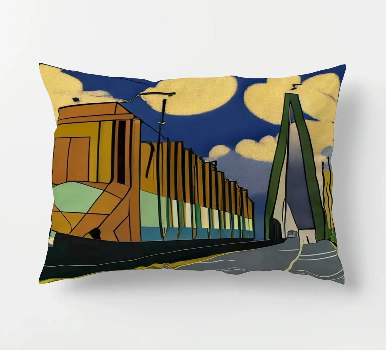 Tram sul ponte_2 cuscino da Abstract Art by LK