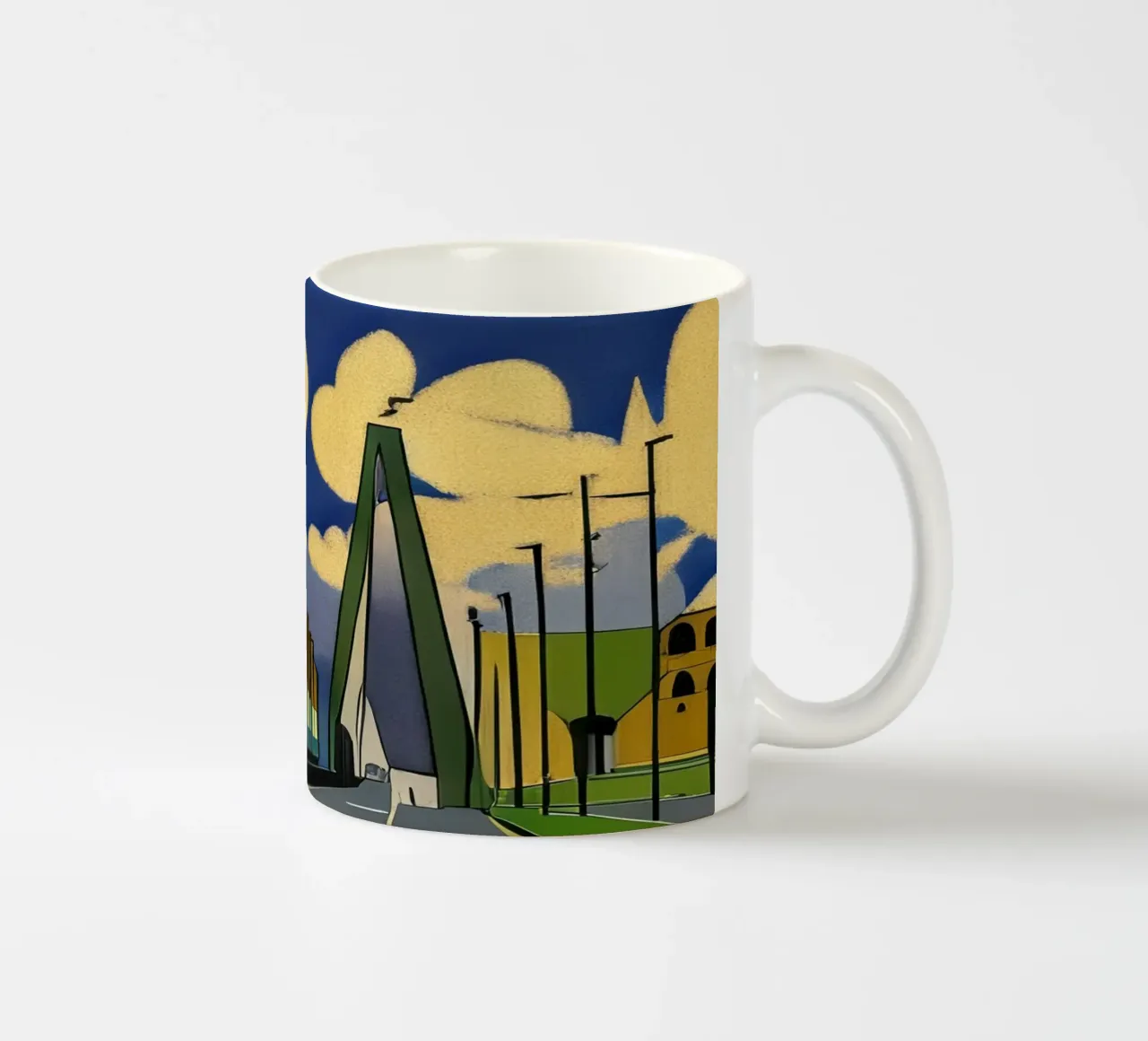 Tram sul ponte_2 tazza in ceramica da Abstract Art by LK