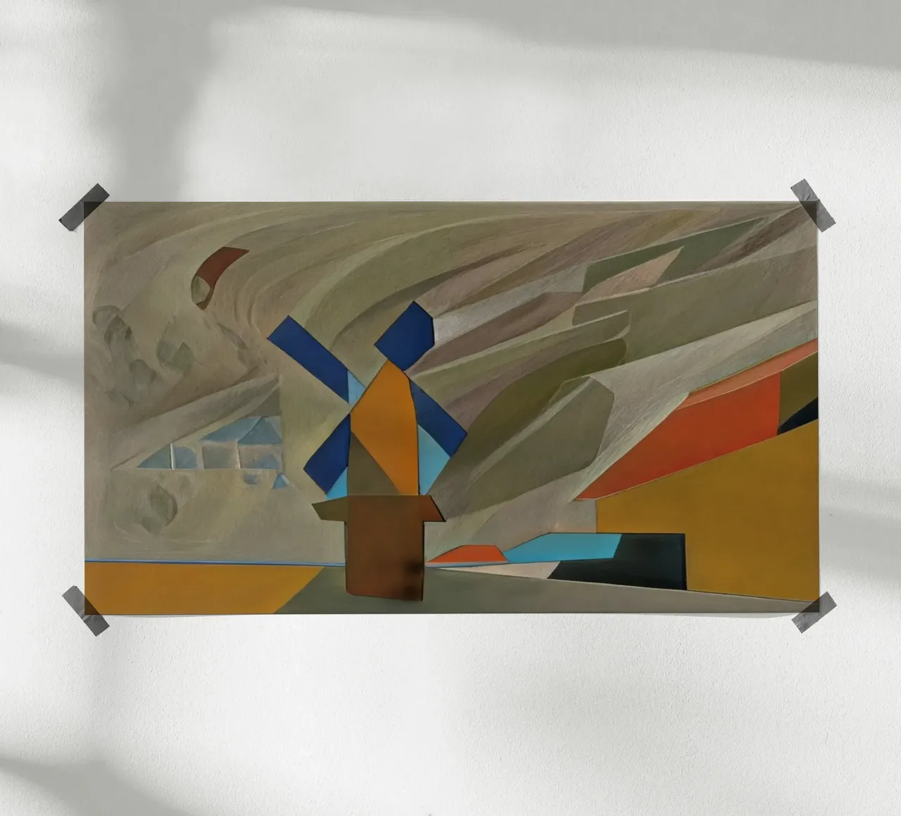 Mulino al tramonto poster con telaio in plastica da Abstract Art by LK