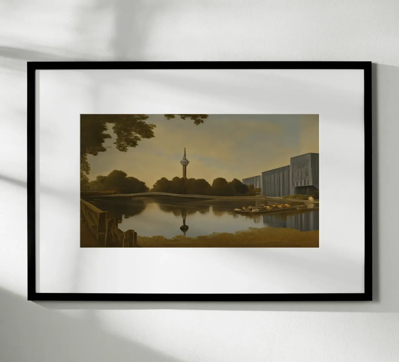 Torre della televisione di Colonia poster con telaio in legno da Impressionismus by LK