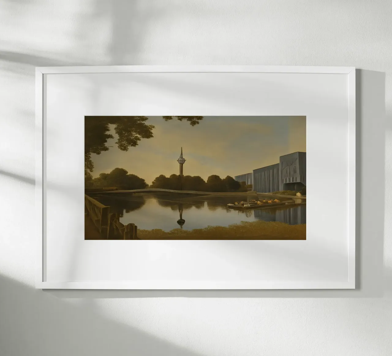 Torre della televisione di Colonia poster con telaio in legno da Impressionismus by LK