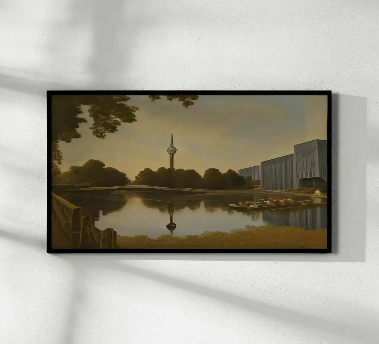 Torre della televisione di Colonia poster con telaio in legno da Impressionismus by LK