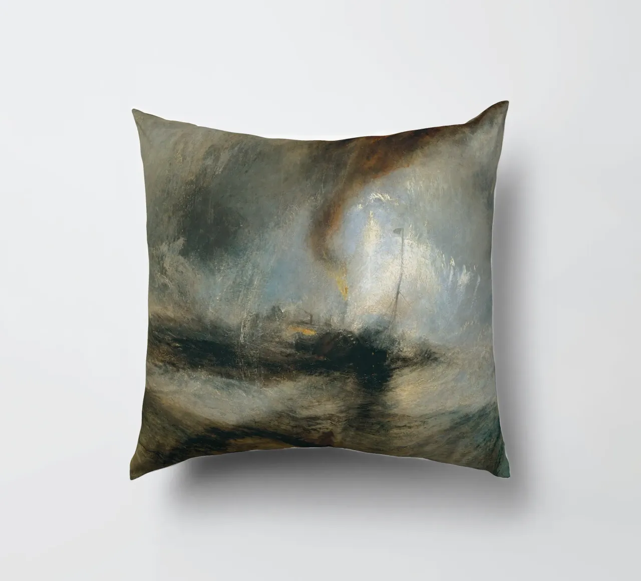Turner - Snow Storm, Steam Boat off a Harbour's Mouth decorative cushion by Timeless Artworks