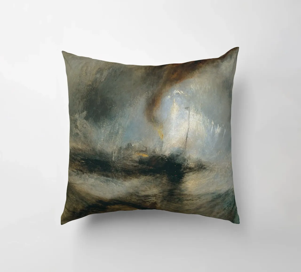 Turner - Snow Storm, Steam Boat off a Harbour's Mouth decorative cushion by Timeless Artworks