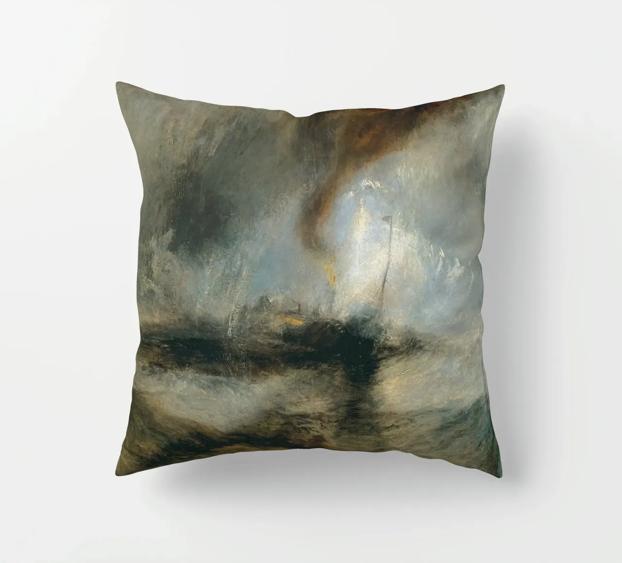 Turner - Snow Storm, Steam Boat off a Harbour's Mouth decorative cushion by Timeless Artworks