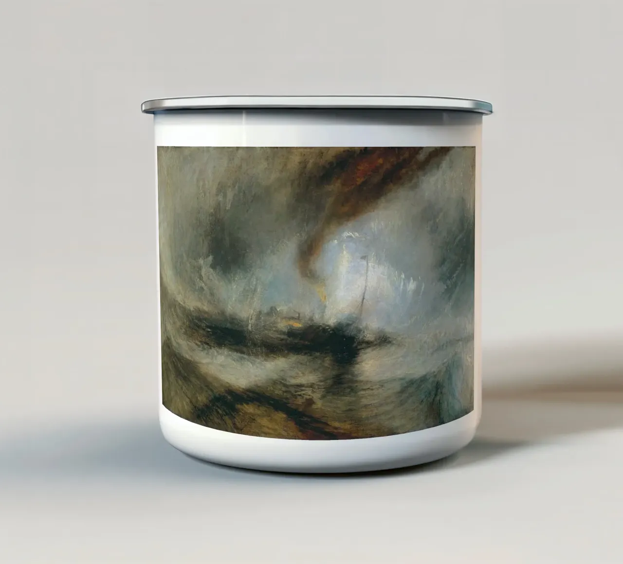 Turner - Schneesturm, Dampfschiff vor einer Hafenmündung Emaille Tasse von Timeless Artworks