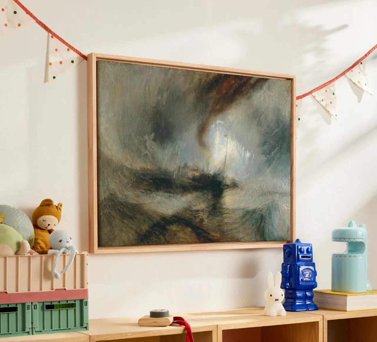 Turner - Schneesturm, Dampfschiff vor einer Hafenmündung Leinwand mit Schattenfugenrahmen von Timeless Artworks