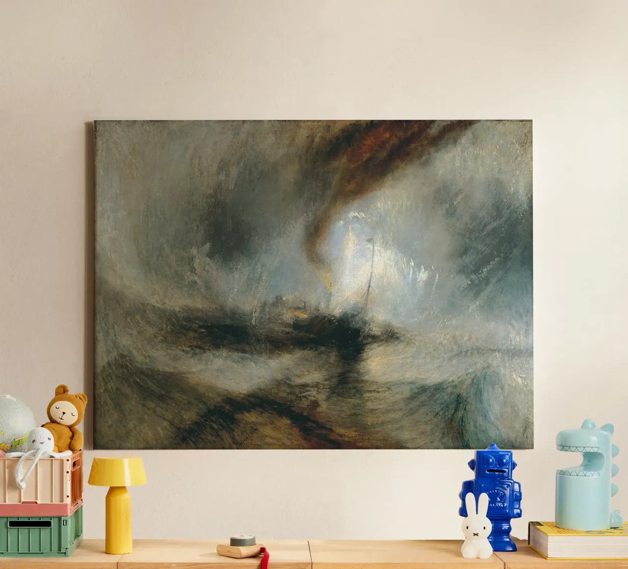 Turner - Schneesturm, Dampfschiff vor einer Hafenmündung Leinwand mit Schattenfugenrahmen von Timeless Artworks