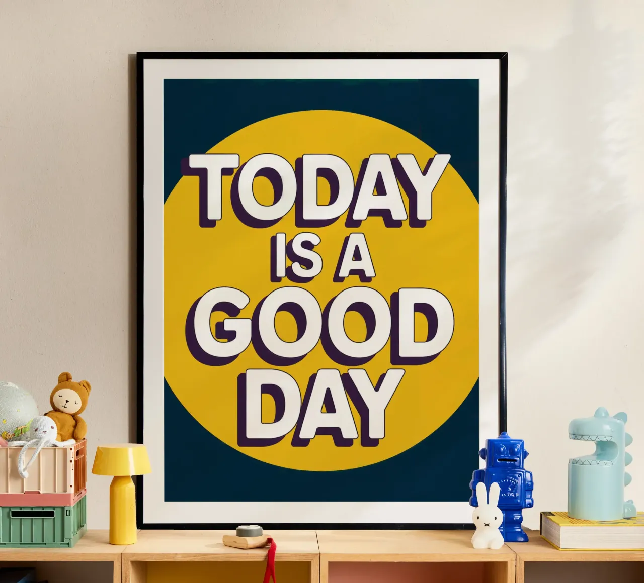 Oggi è un buon giorno poster con telaio in alluminio da logic