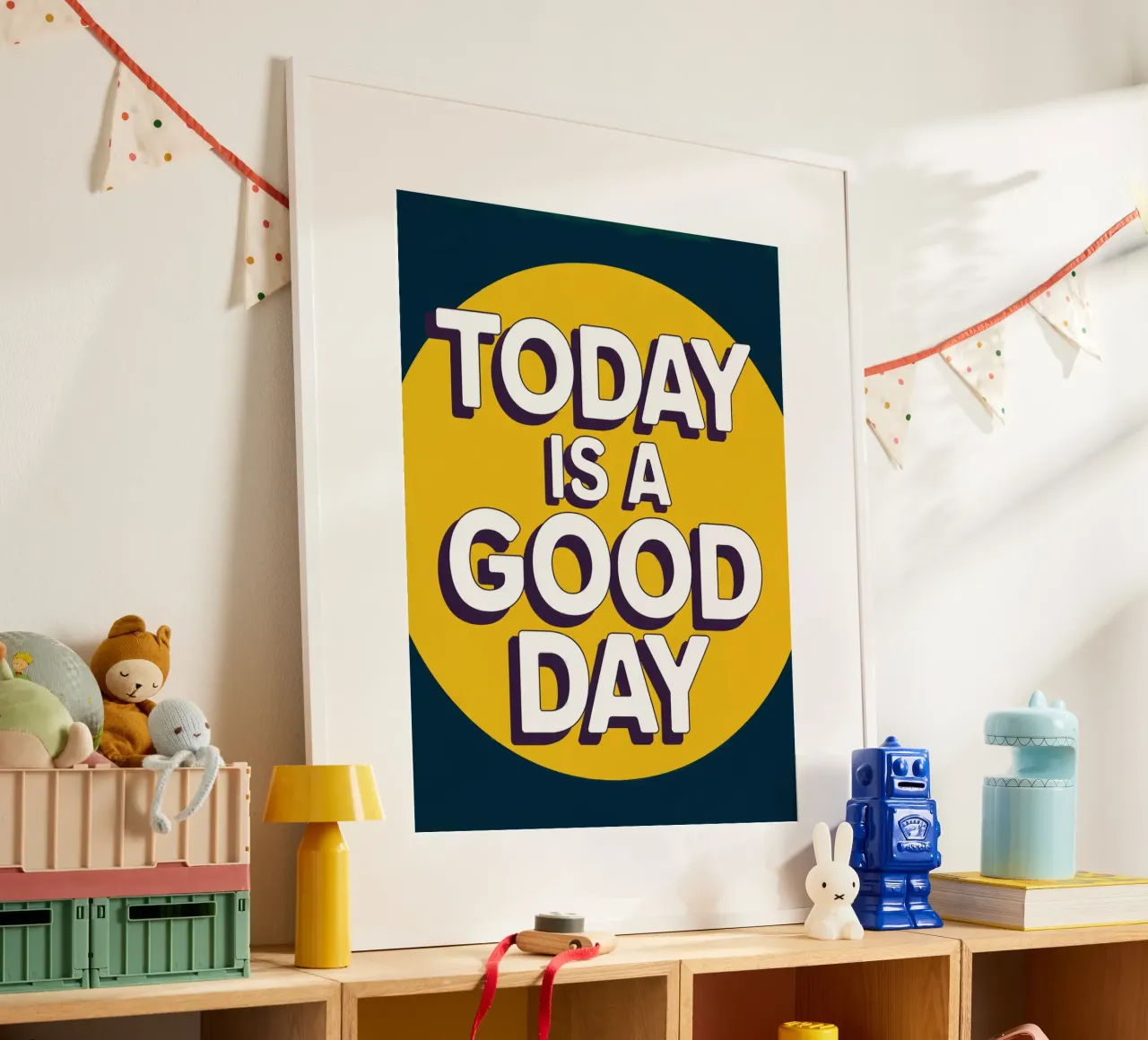 Oggi è un buon giorno poster con telaio in alluminio da logic