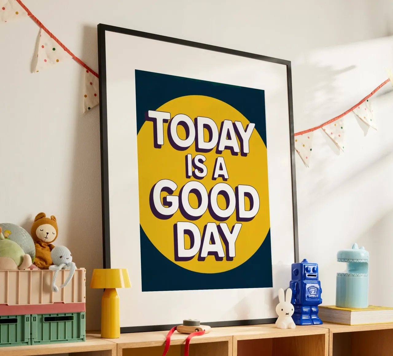 Oggi è un buon giorno poster con telaio in alluminio da logic
