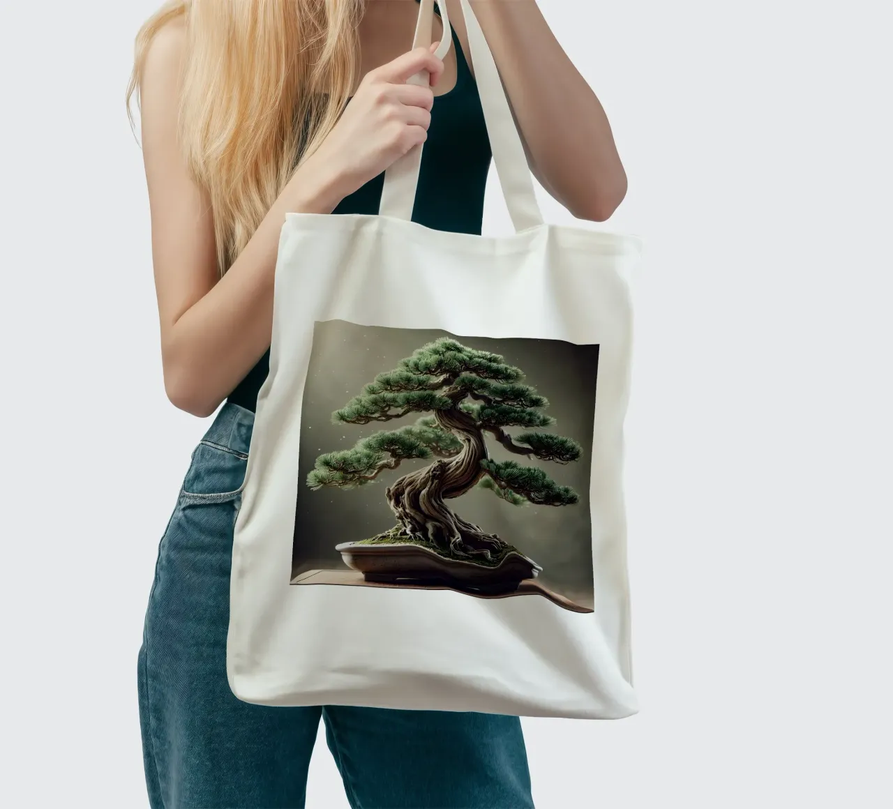 Pine bonsai - a symbol of stability and tranquillity tote bag by scHio