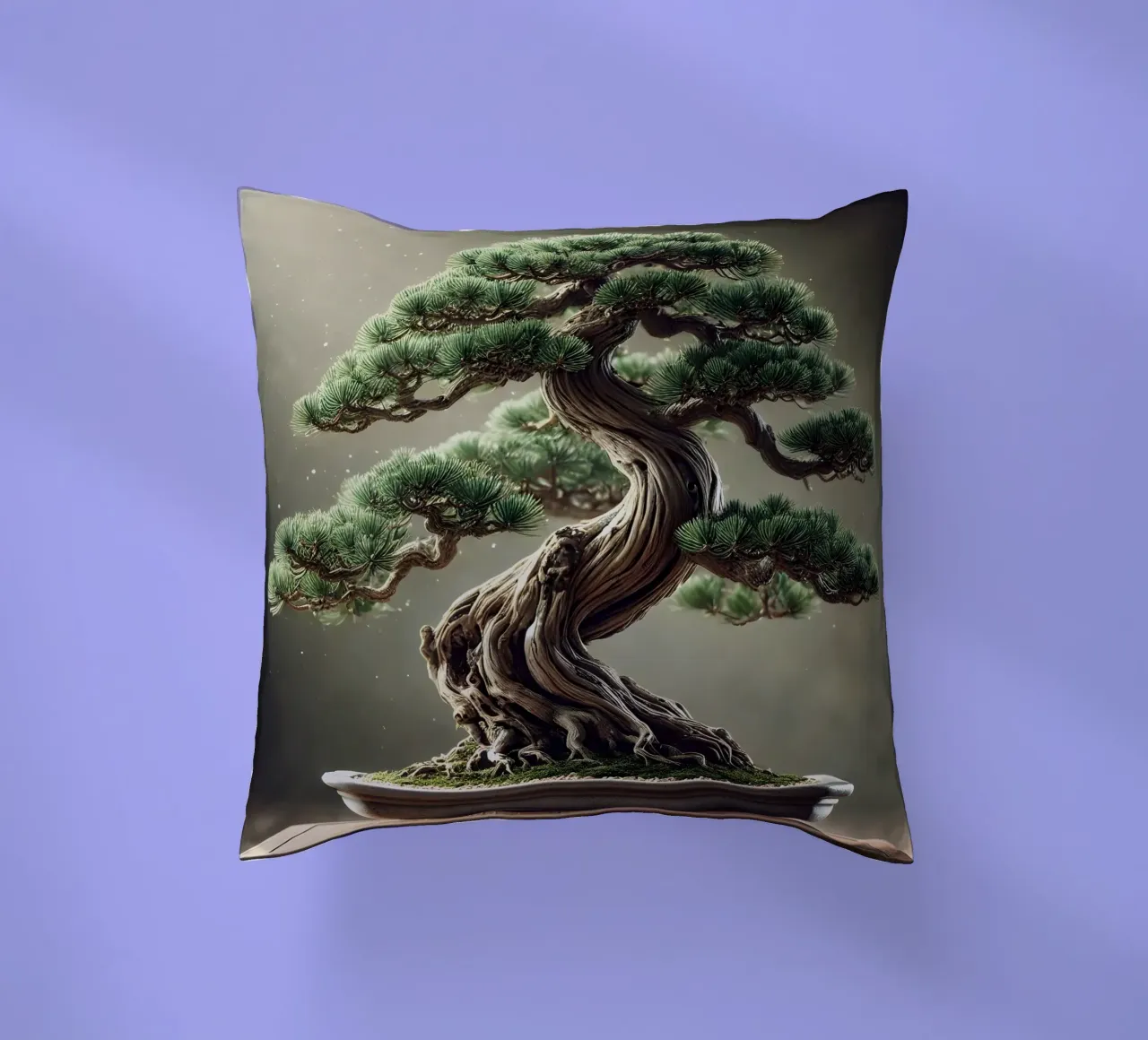 Pine bonsai - a symbol of stability and tranquillity decorative cushion by scHio