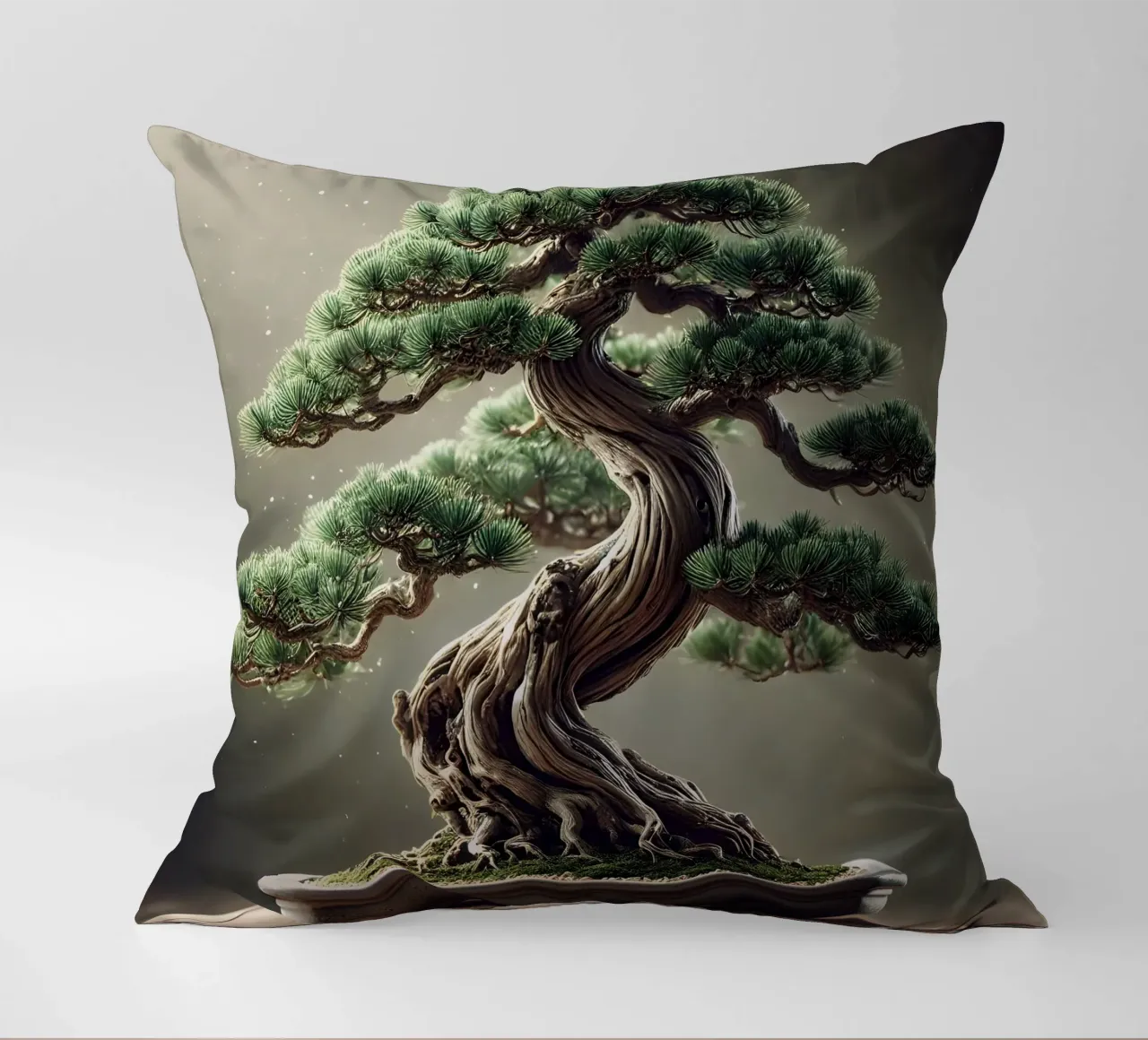 Pine bonsai - a symbol of stability and tranquillity decorative cushion by scHio