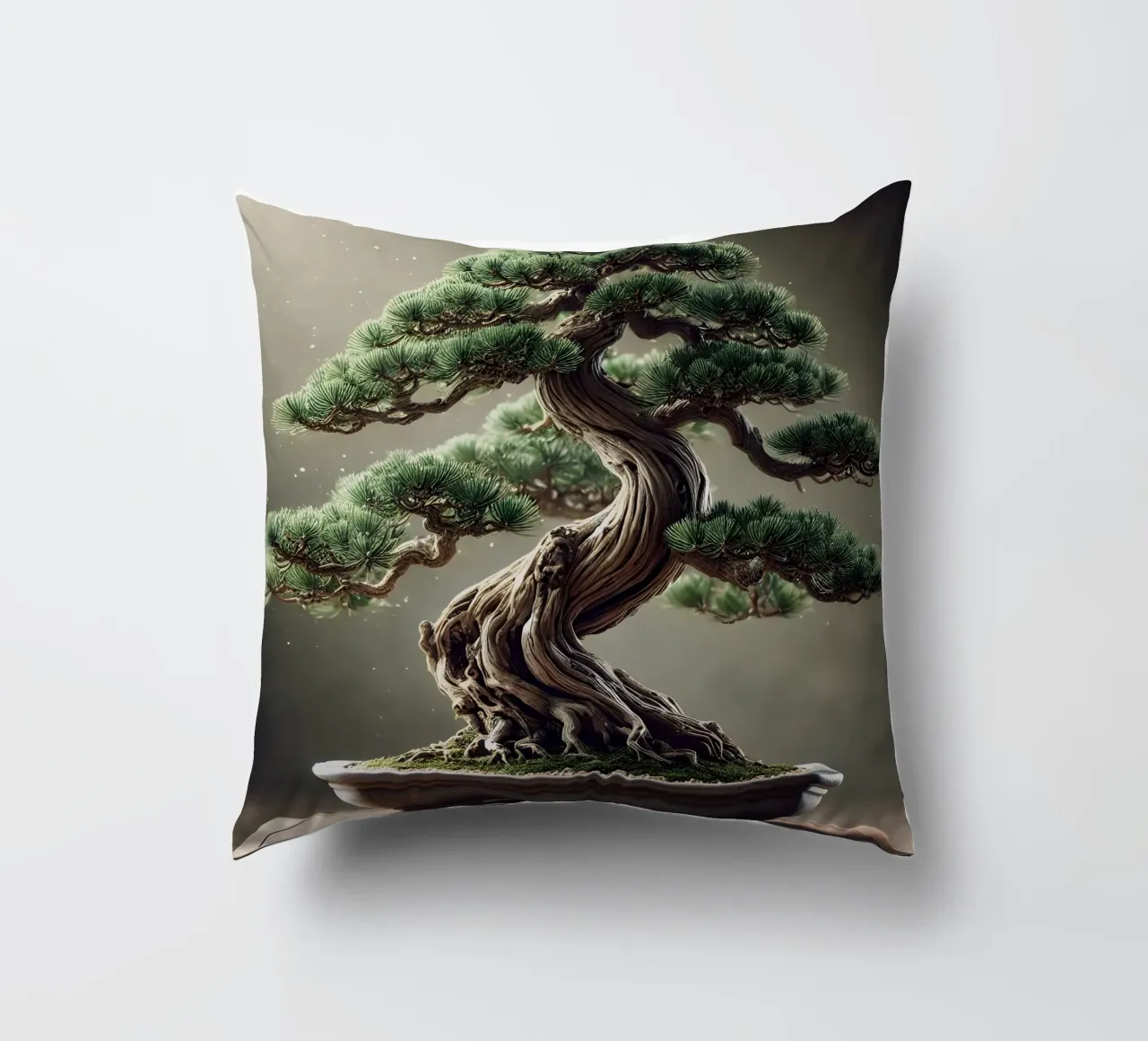 Pine bonsai - a symbol of stability and tranquillity decorative cushion by scHio