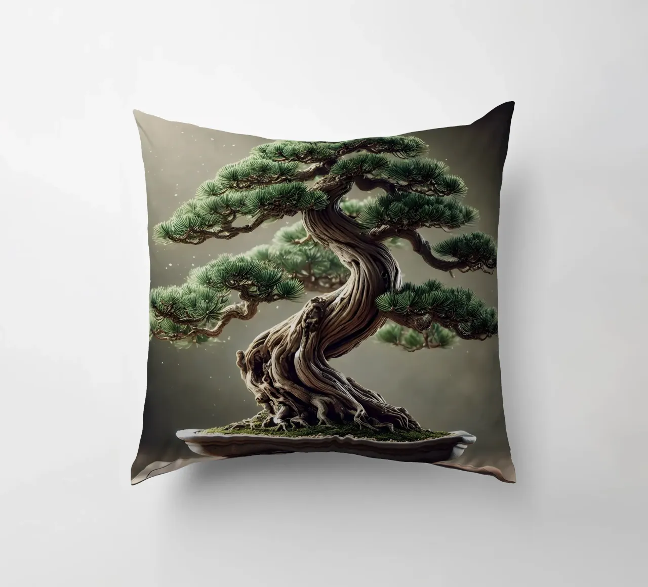 Pine bonsai - a symbol of stability and tranquillity decorative cushion by scHio