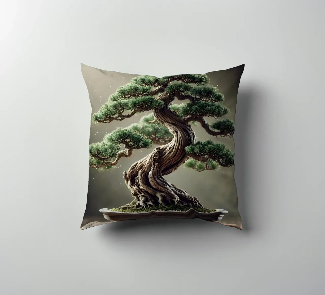 Pine bonsai - a symbol of stability and tranquillity decorative cushion by scHio