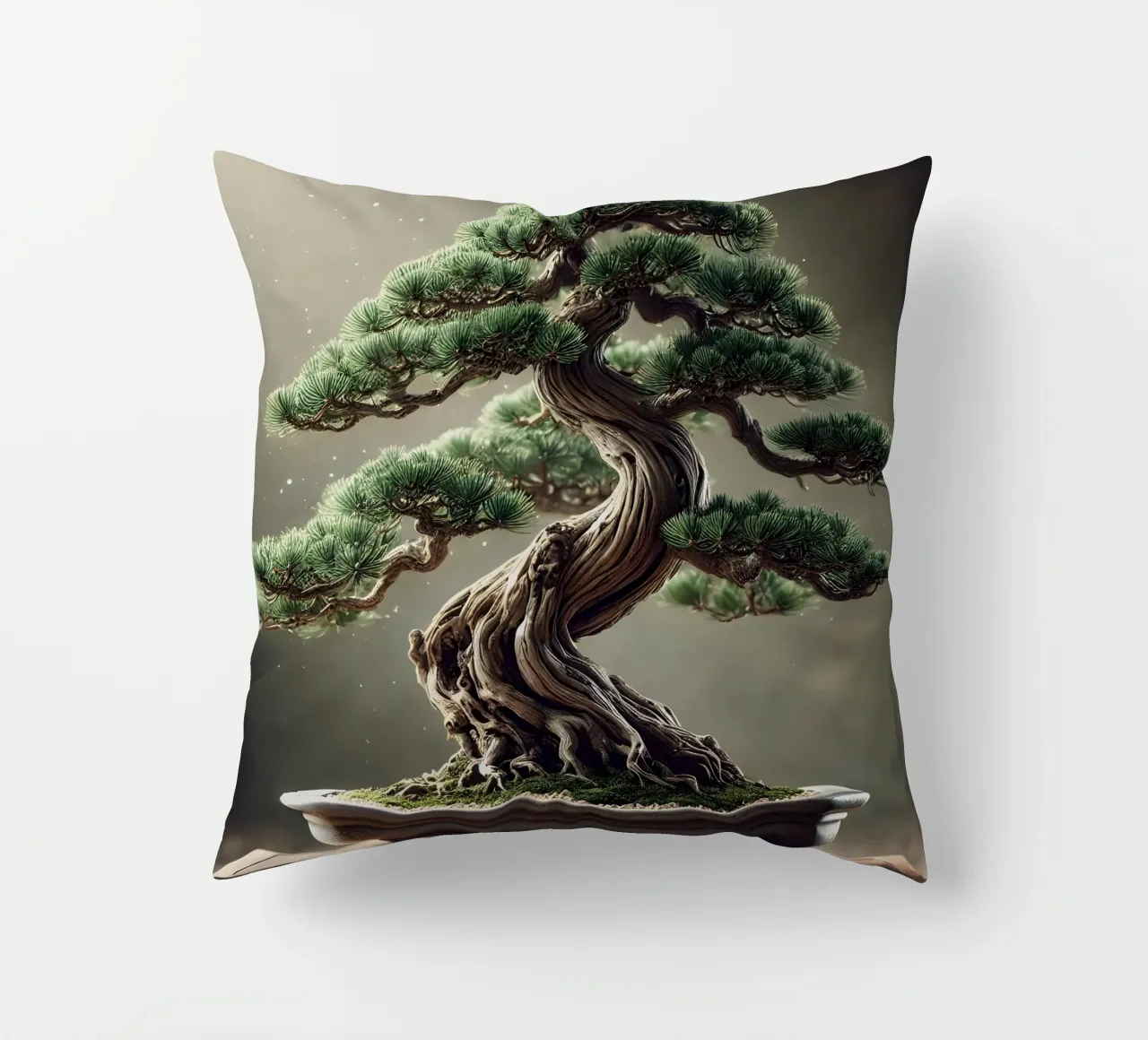 Pine bonsai - a symbol of stability and tranquillity decorative cushion by scHio