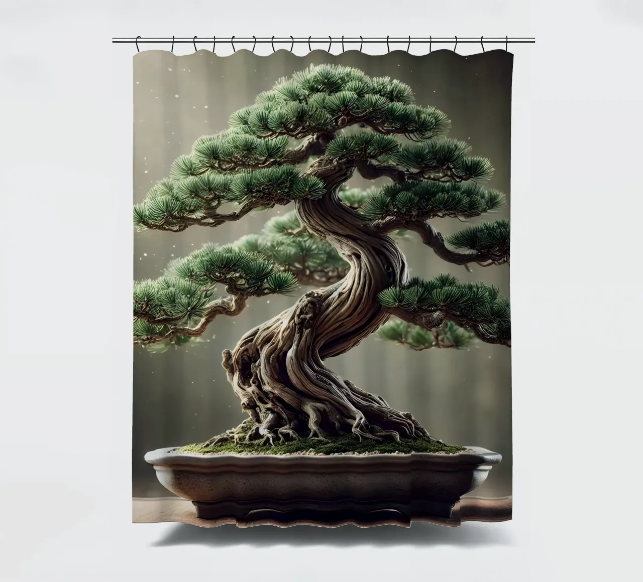 Pine bonsai - a symbol of stability and tranquillity shower curtain by scHio