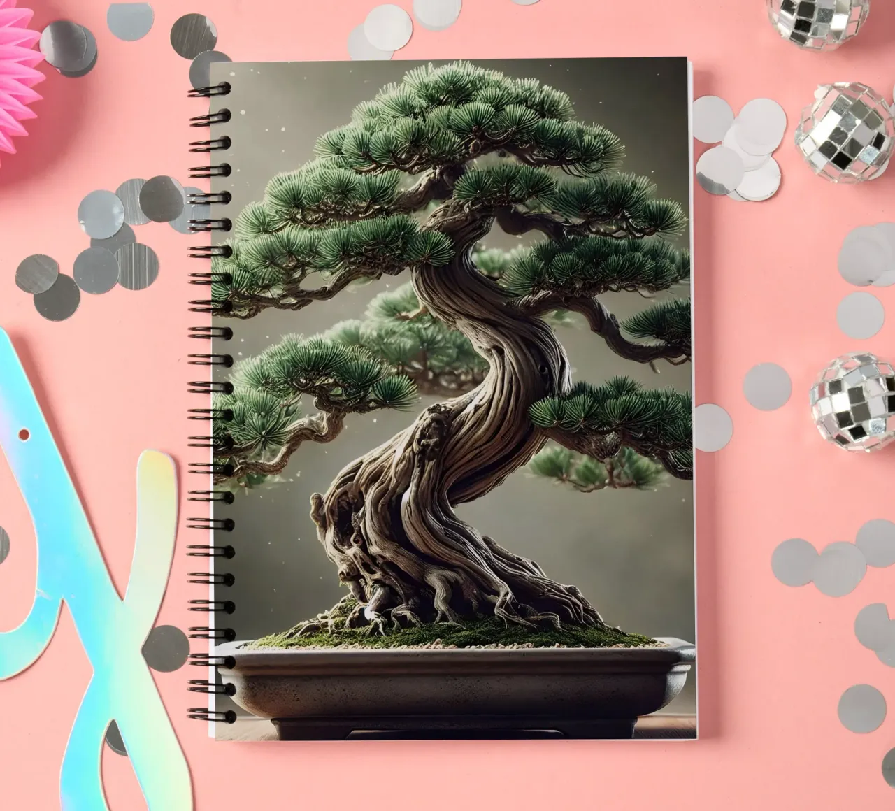 Pine bonsai - a symbol of stability and tranquillity spiral notebook by scHio