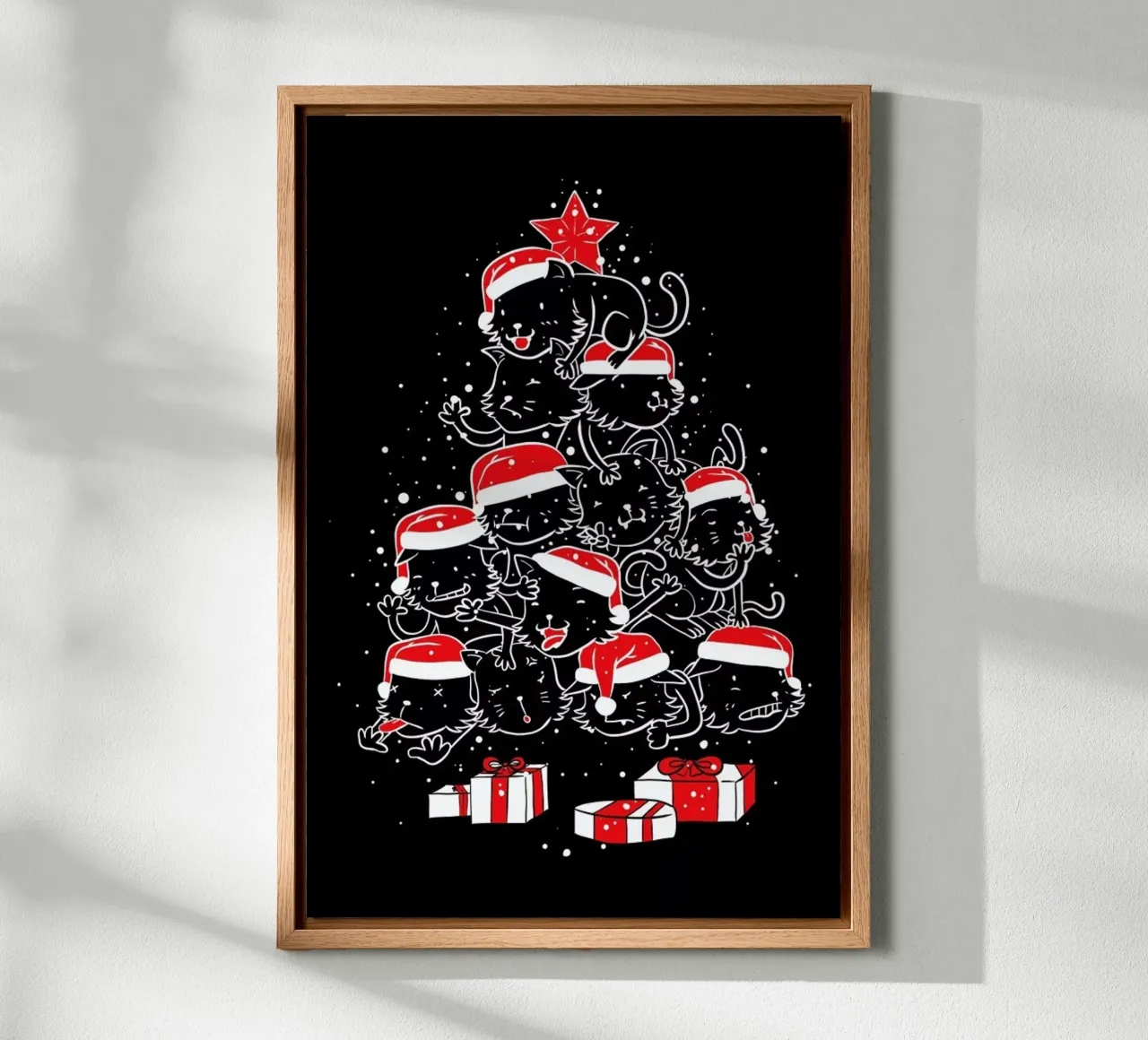Pile Of Xmas Cats tela con Cornice a cassetta da Tobe Fonseca