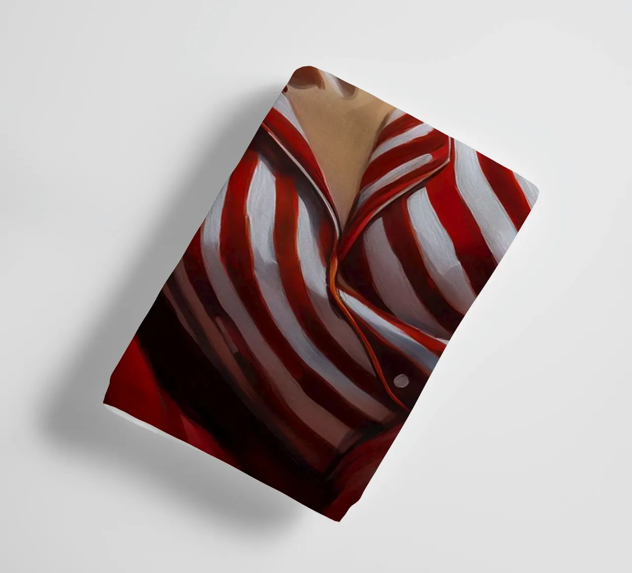 Portrait d'une femme endormie avec un pyjama rouge et blanc serviette de bain de Take Your Art BV