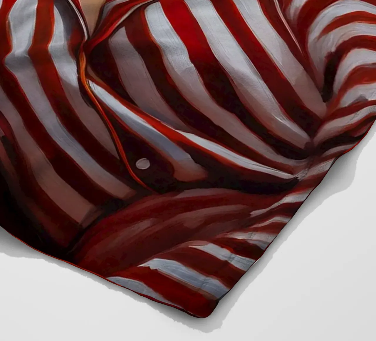 Portrait schlafende Frau mit rot-weißem Pyjama Fleecedecke von Take Your Art BV