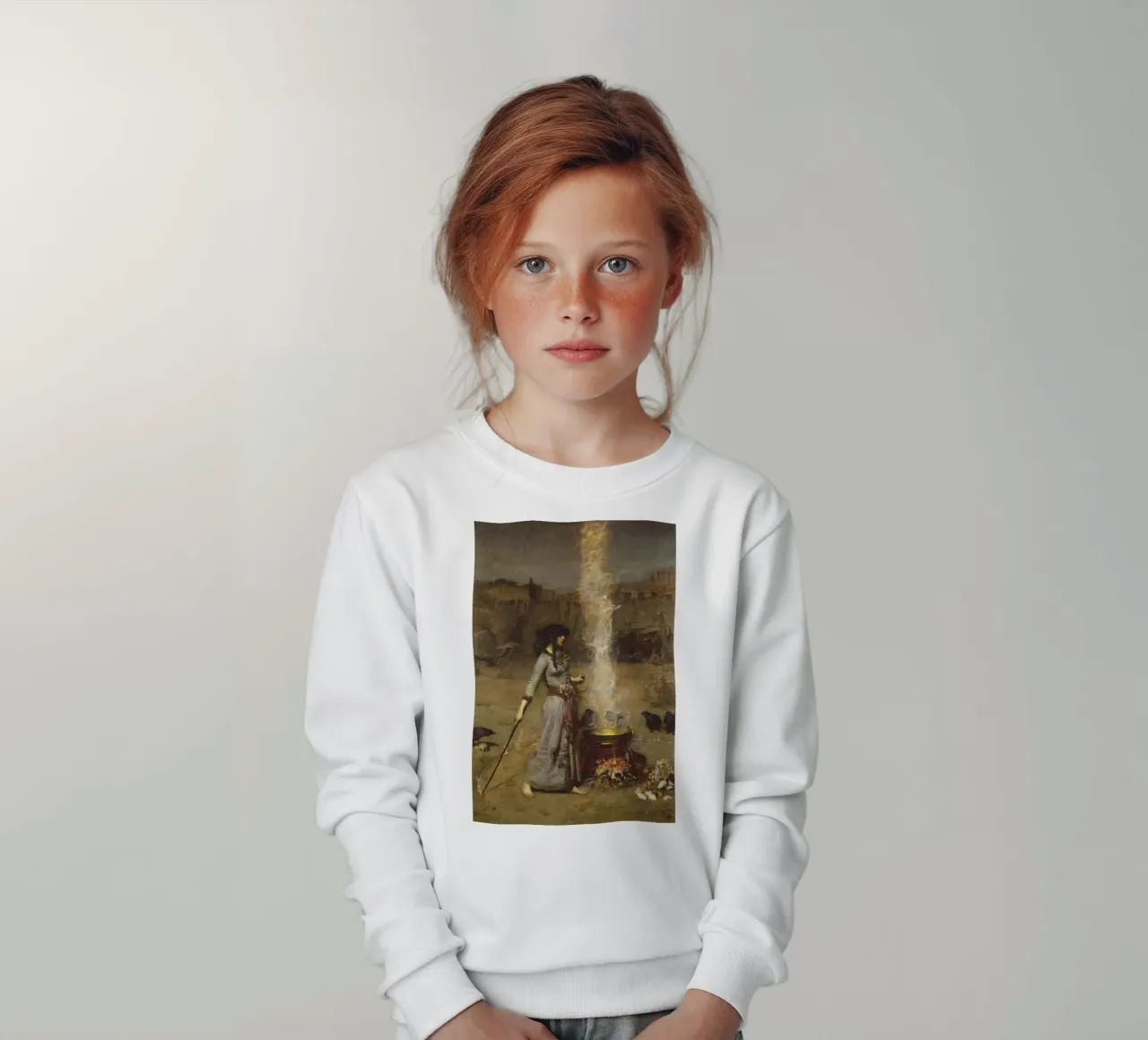 John William Waterhouse - The Magic Circle kids sweatshirt by Timeless Artworks
