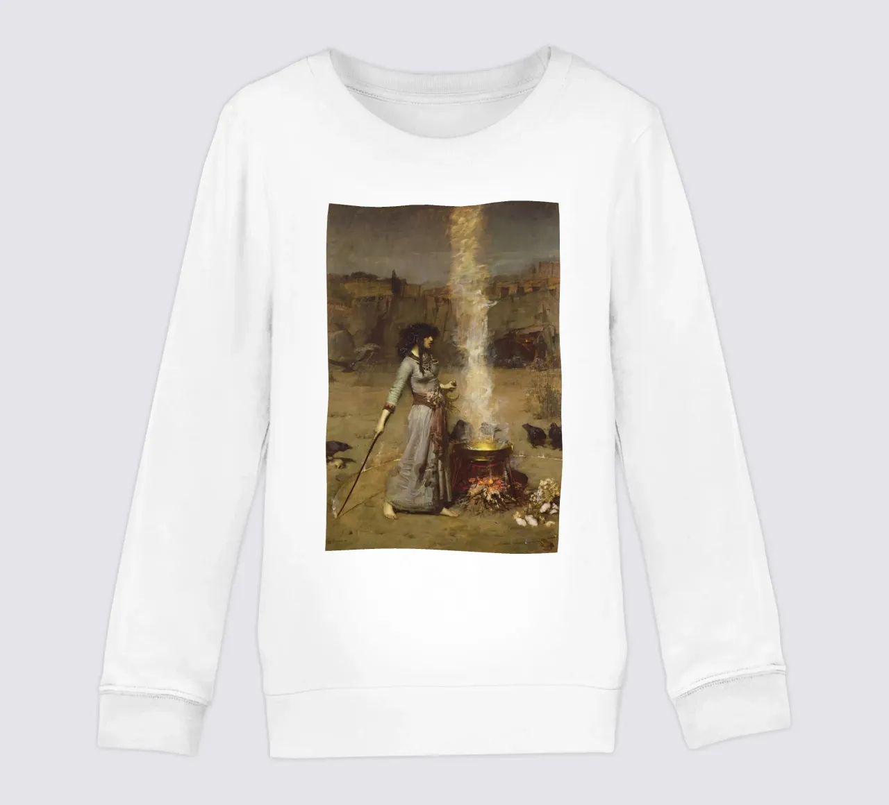 John William Waterhouse - The Magic Circle kids sweatshirt by Timeless Artworks