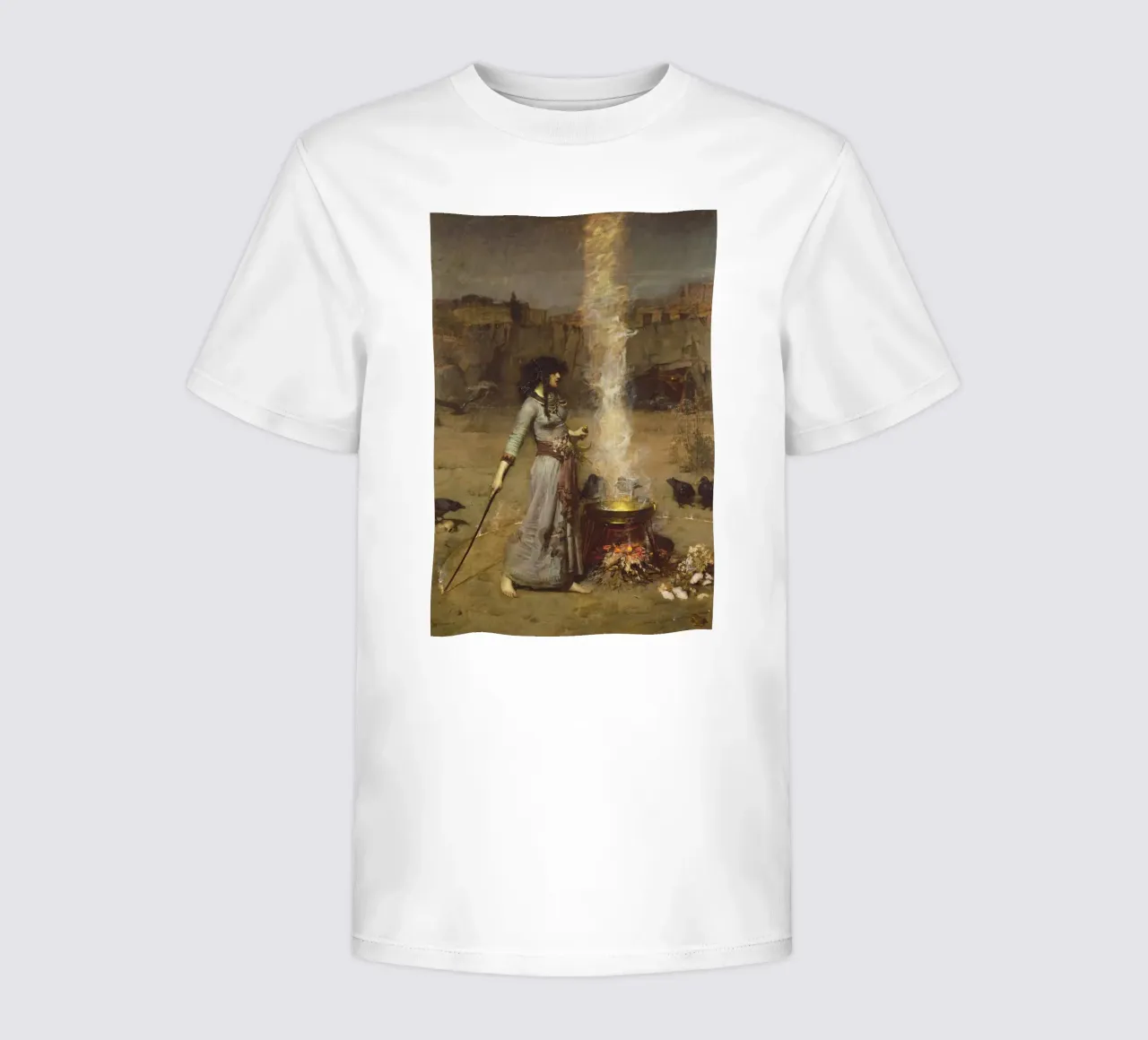 John William Waterhouse - The Magic Circle kids t-shirt by Timeless Artworks