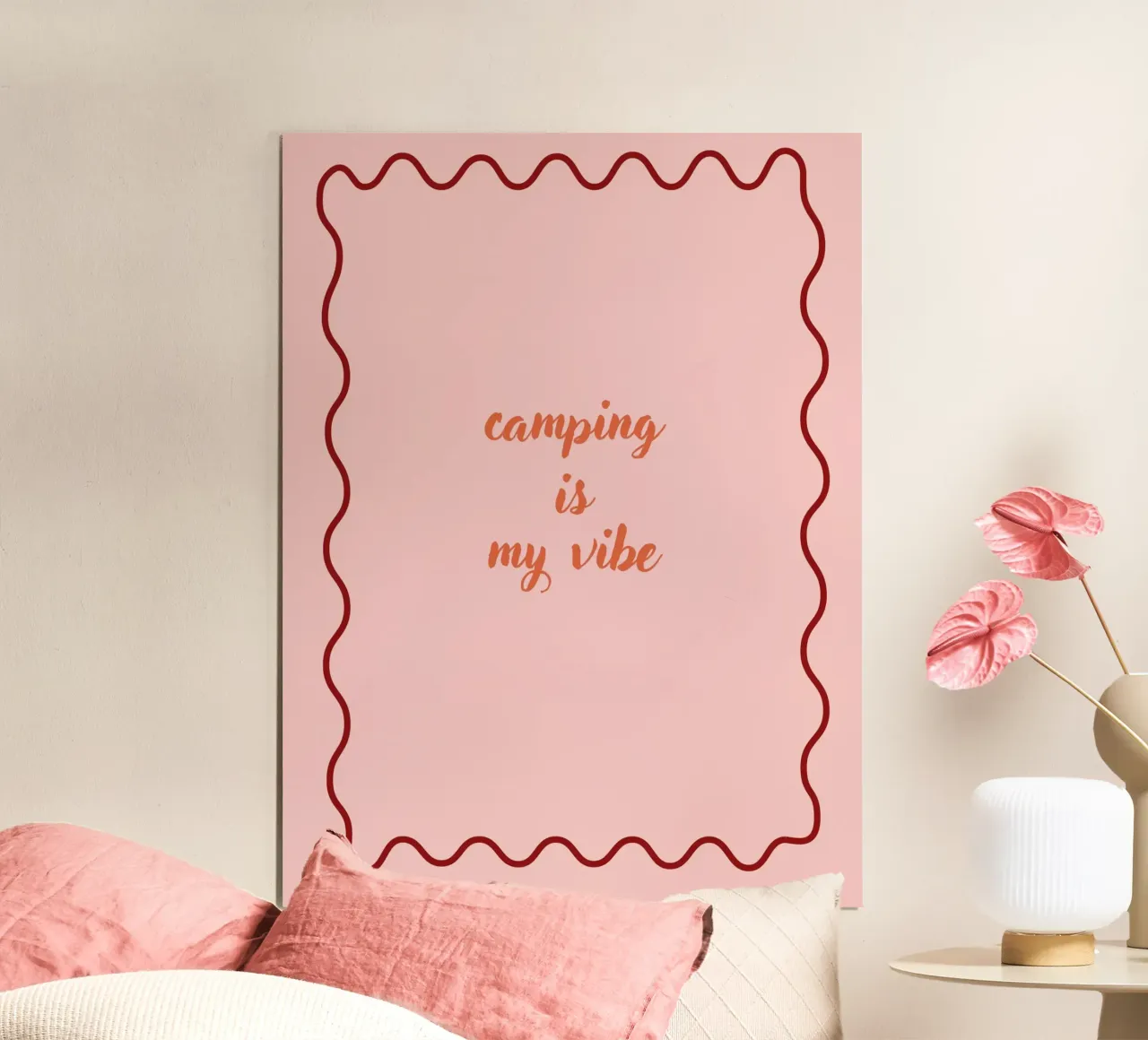 Camping is my vibe rosé poster con telaio in plastica da Poster Print Studio