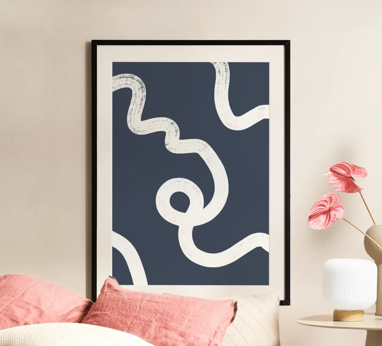 Abstract indigo lines carta hahnemühle da BAINAI