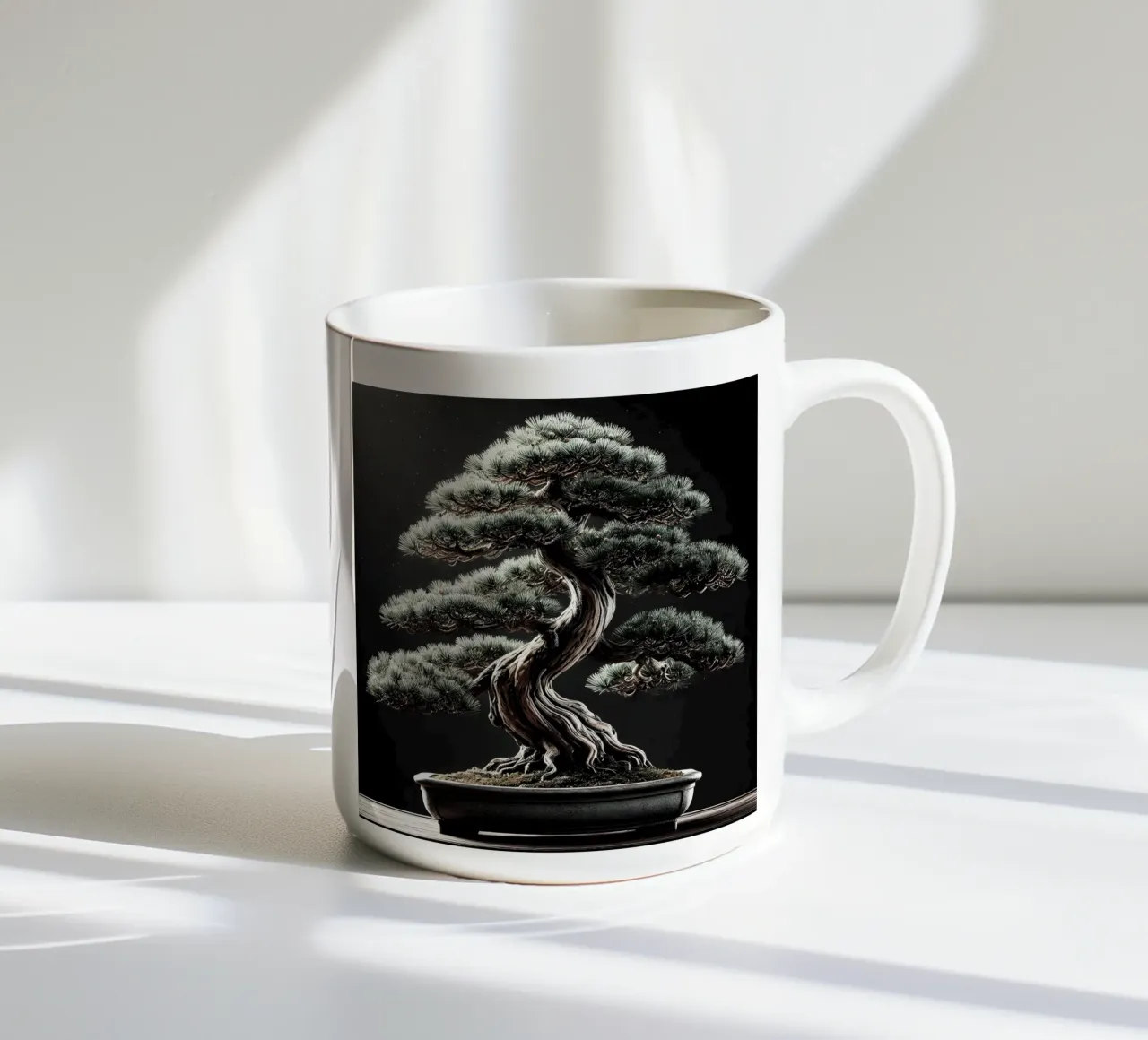 Pine bonsai - a symbol of stability and tranquillity ceramic mug by scHio