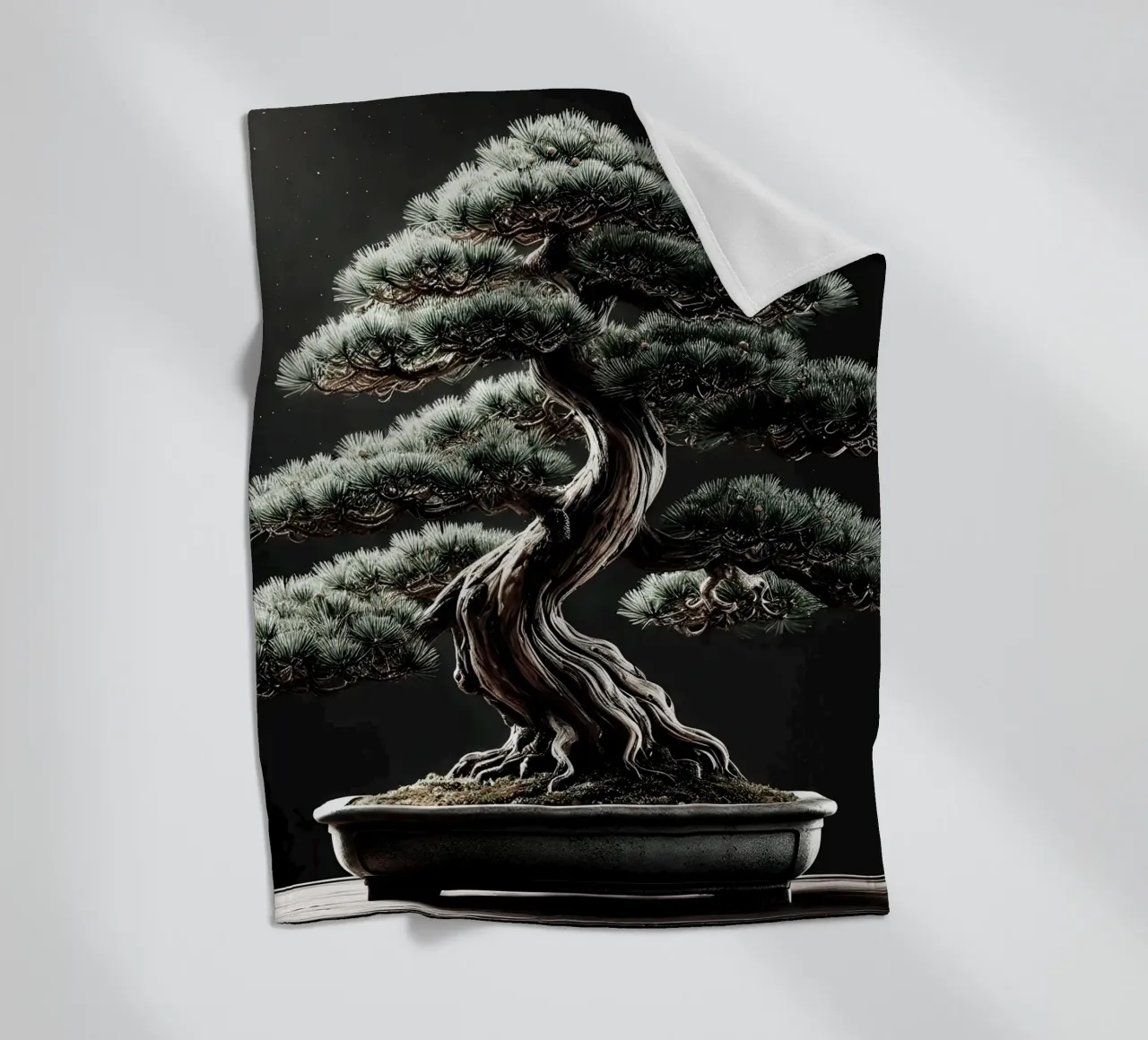 Pine bonsai - a symbol of stability and tranquillity fleece blanket by scHio