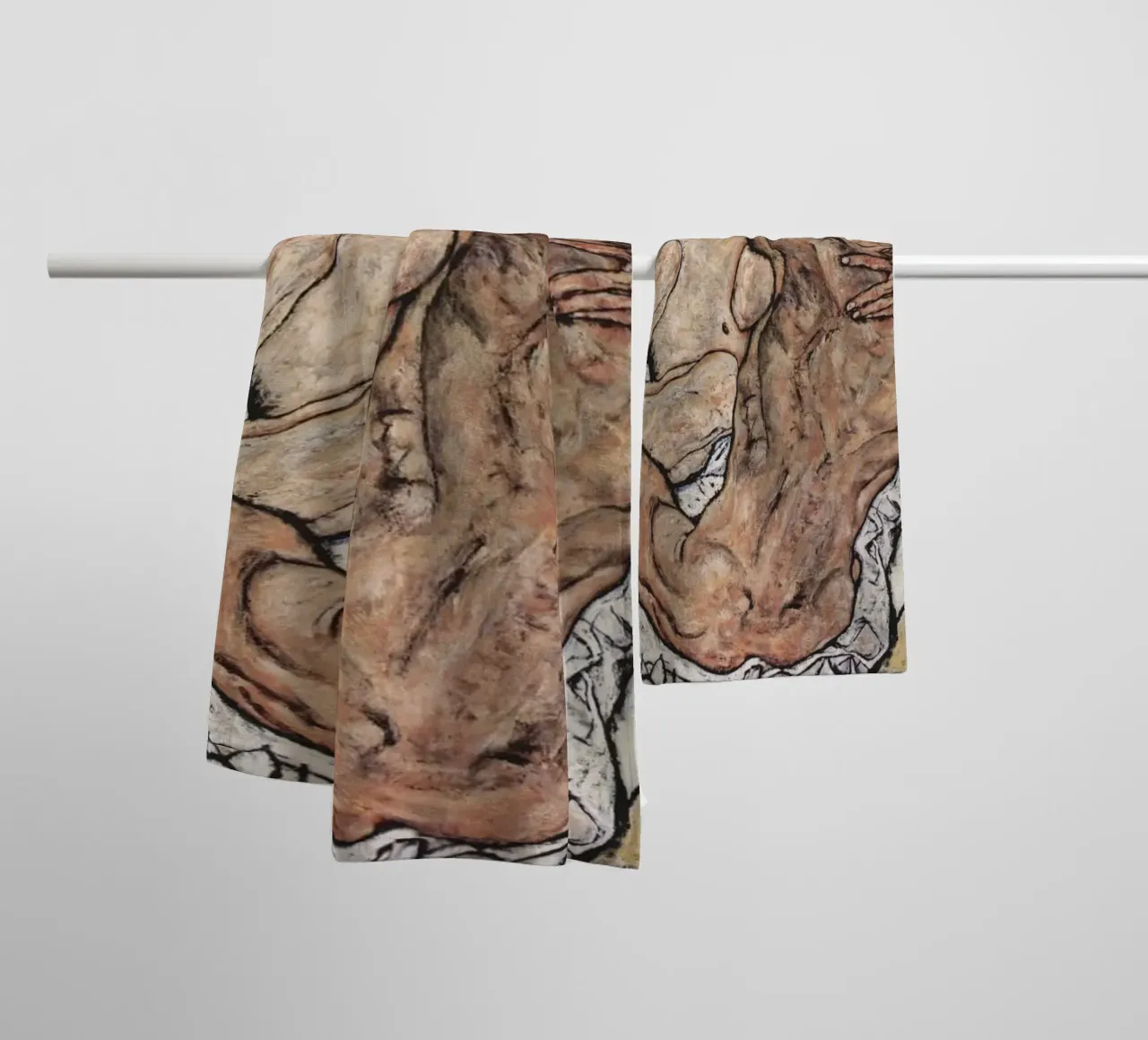Egon schiele - L'abbraccio asciugamano da bagno da Timeless Artworks