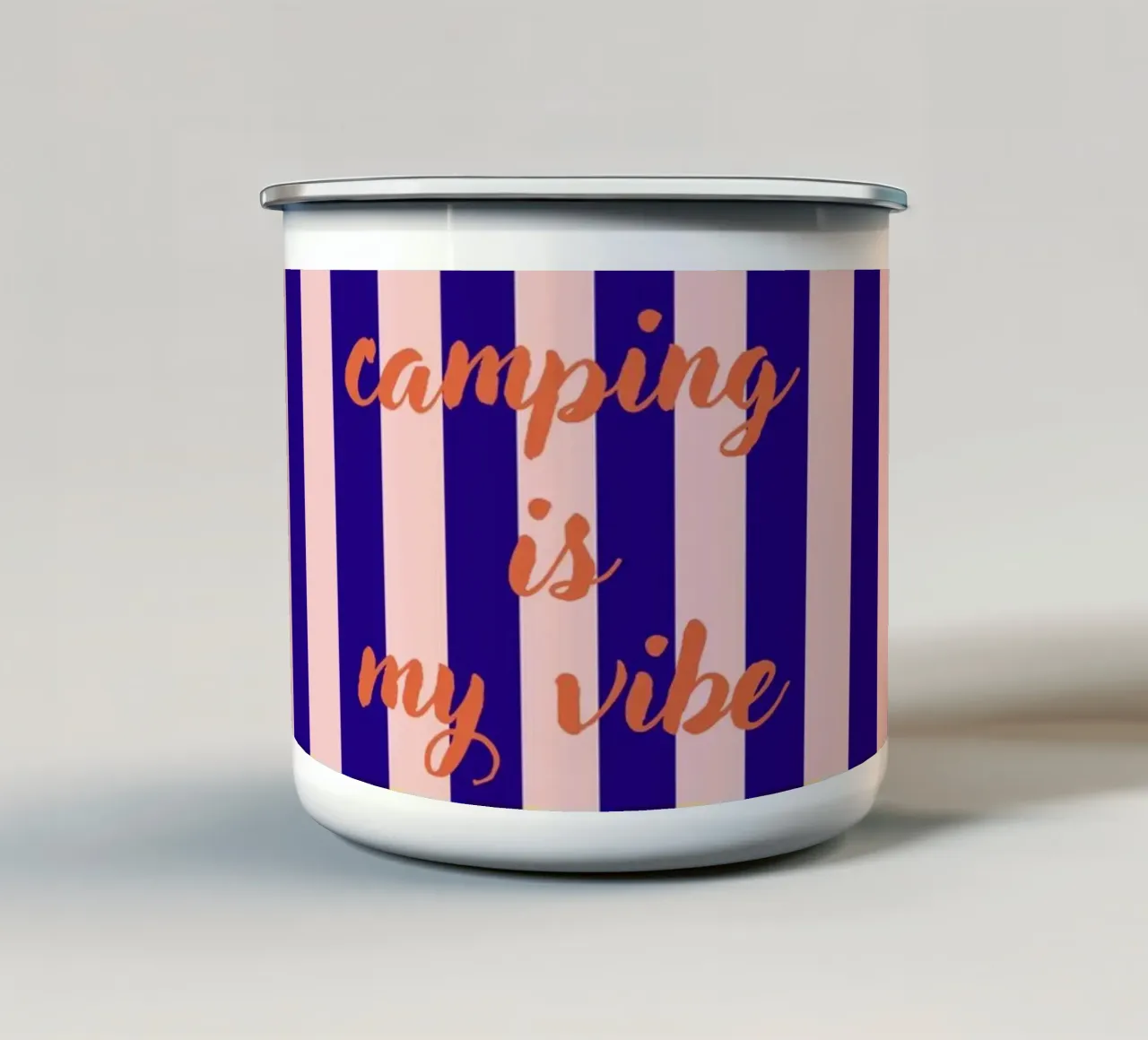 Camping is my vibe stripes tazza in smalto da Poster Print Studio