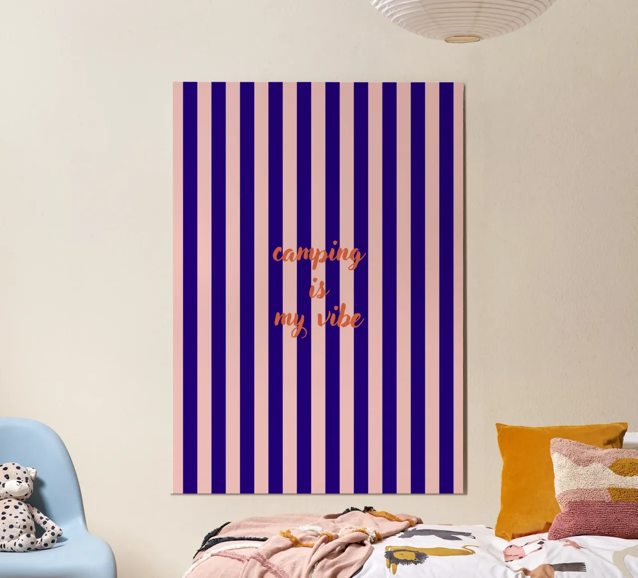 Camping is my vibe stripes poster con telaio in alluminio da Poster Print Studio