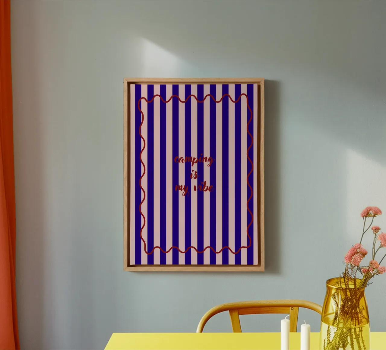 Camping is my vibe canvas met Baklijst van Poster Print Studio