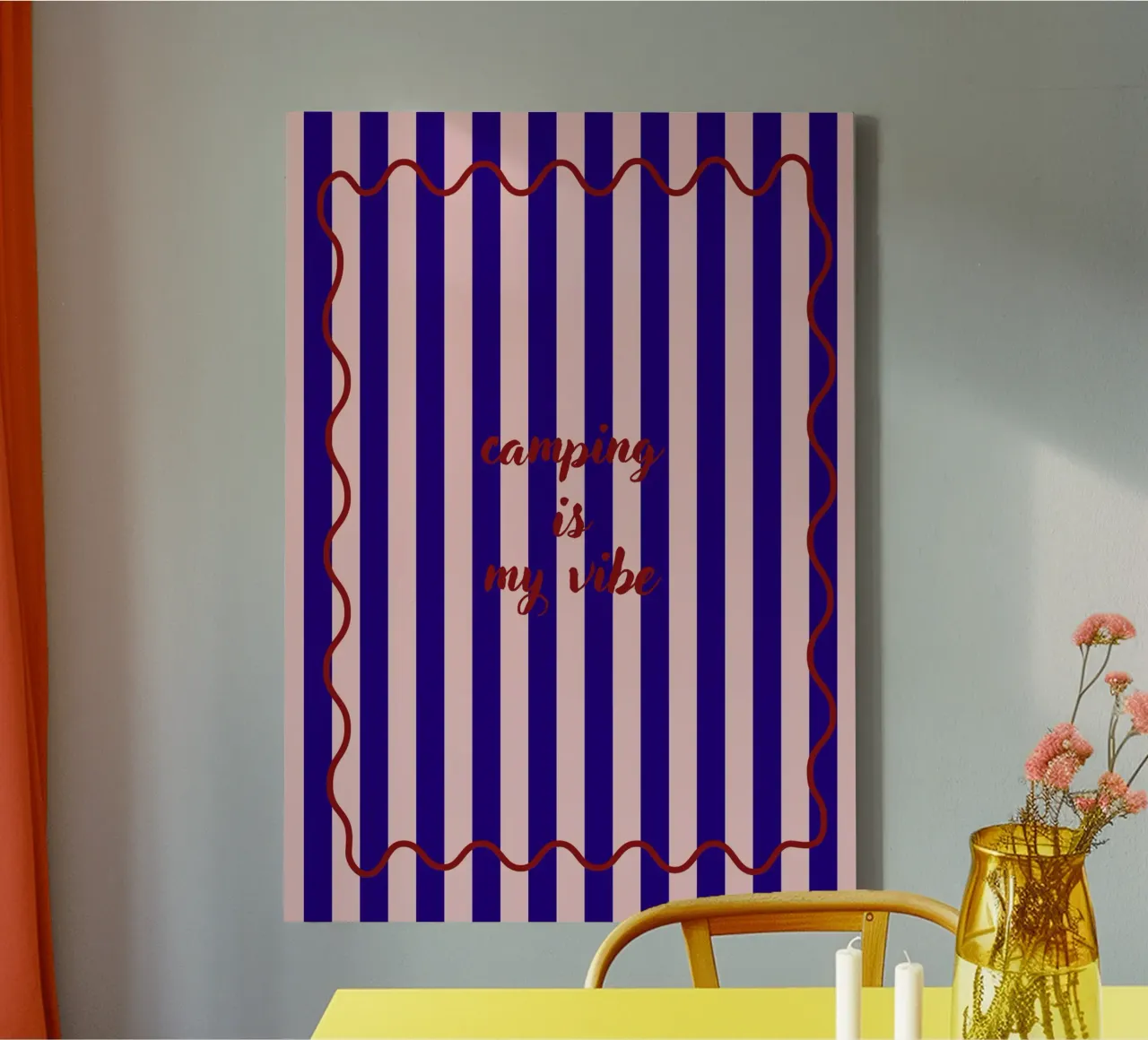 Camping is my vibe canvas met Baklijst van Poster Print Studio