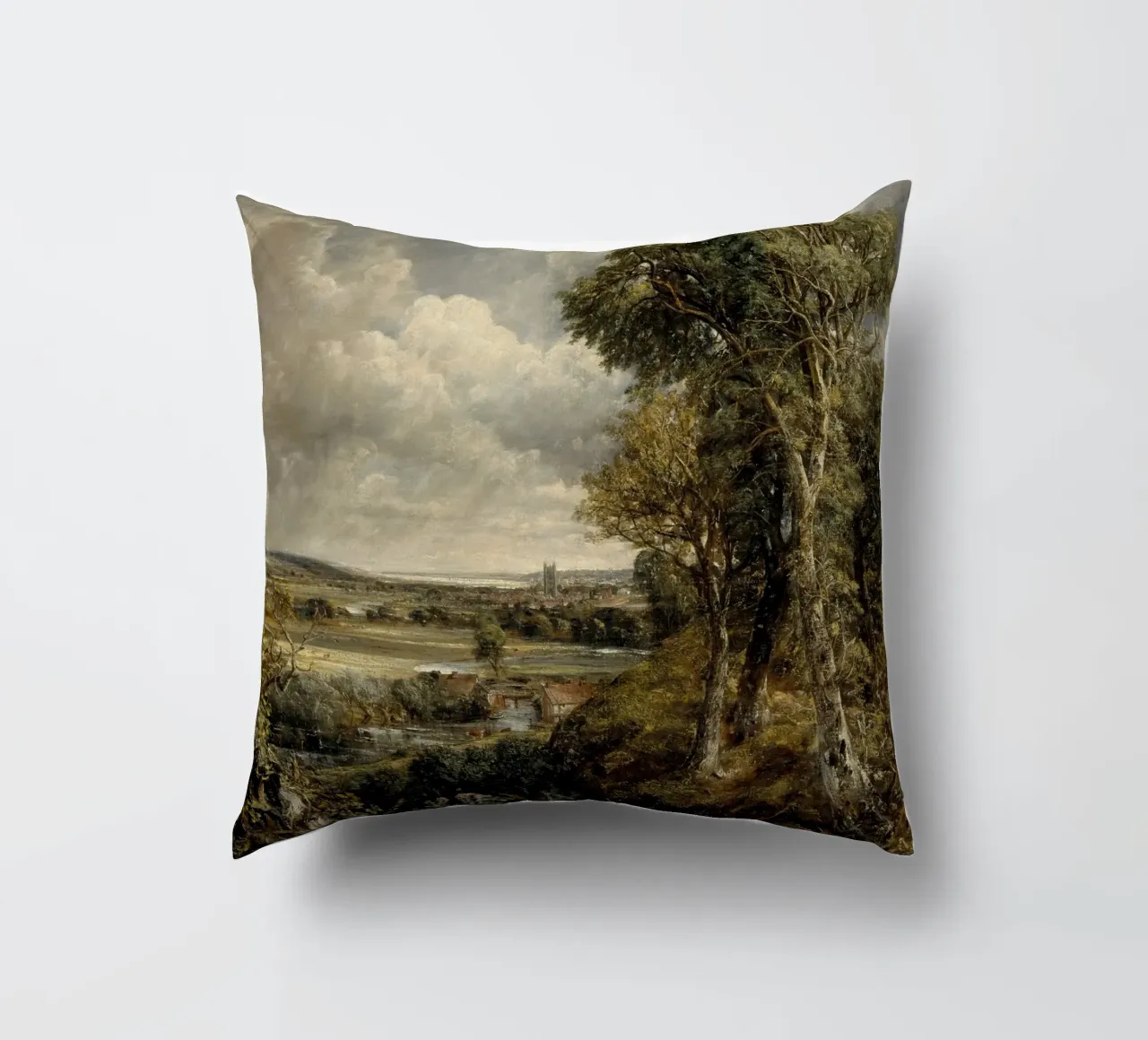John Constable - The Vale of Dedham decorative cushion by Timeless Artworks