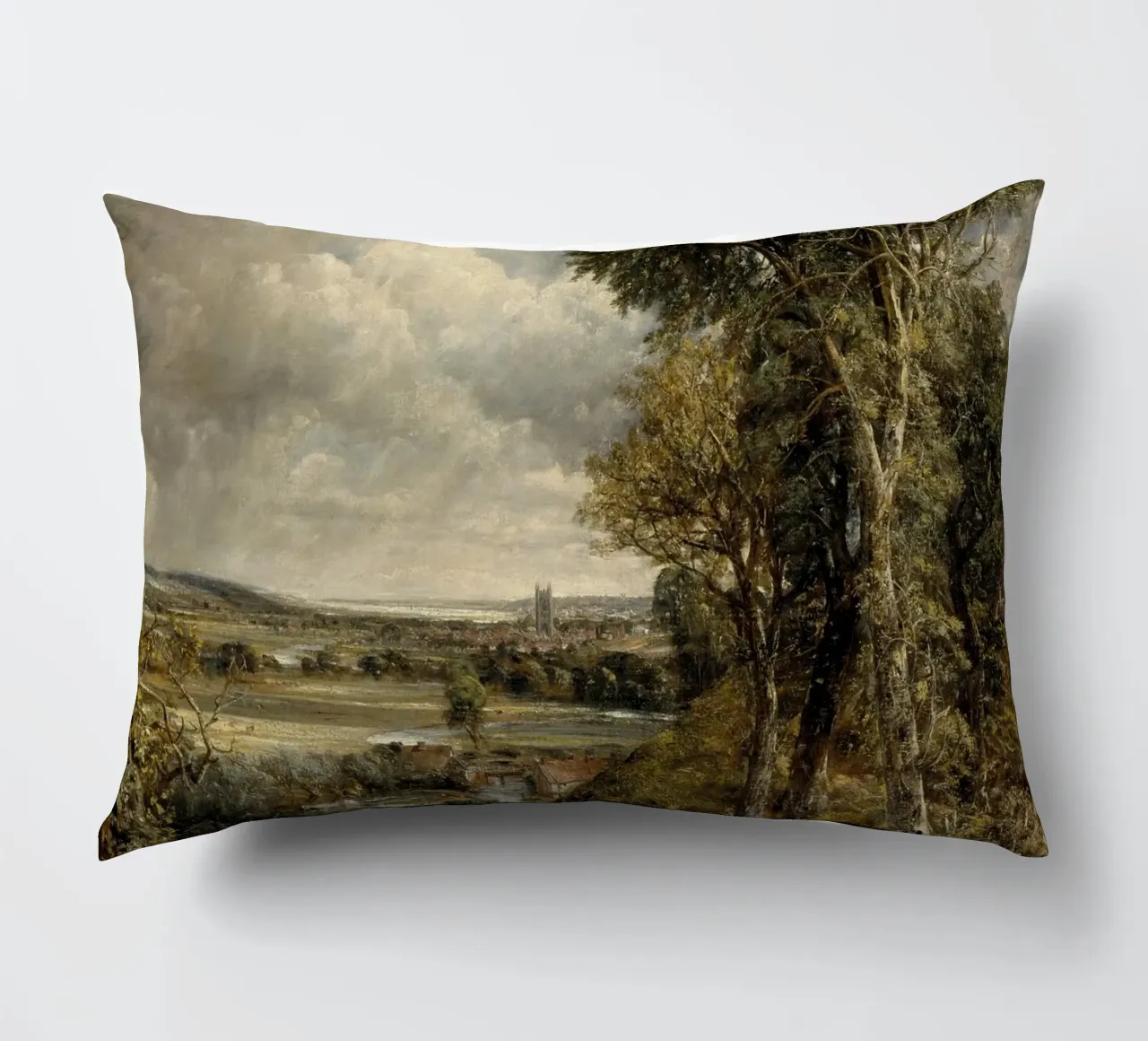John Constable - The Vale of Dedham decorative cushion by Timeless Artworks